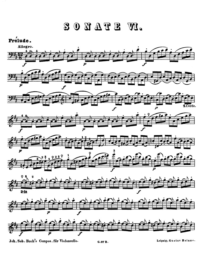 巴赫无伴奏大提琴组曲6 bwv1012 大提琴谱1