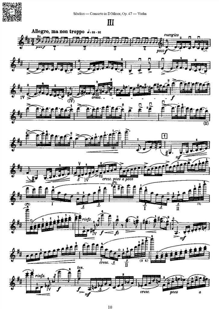 西贝柳斯d小调小提琴协奏曲 小提琴谱