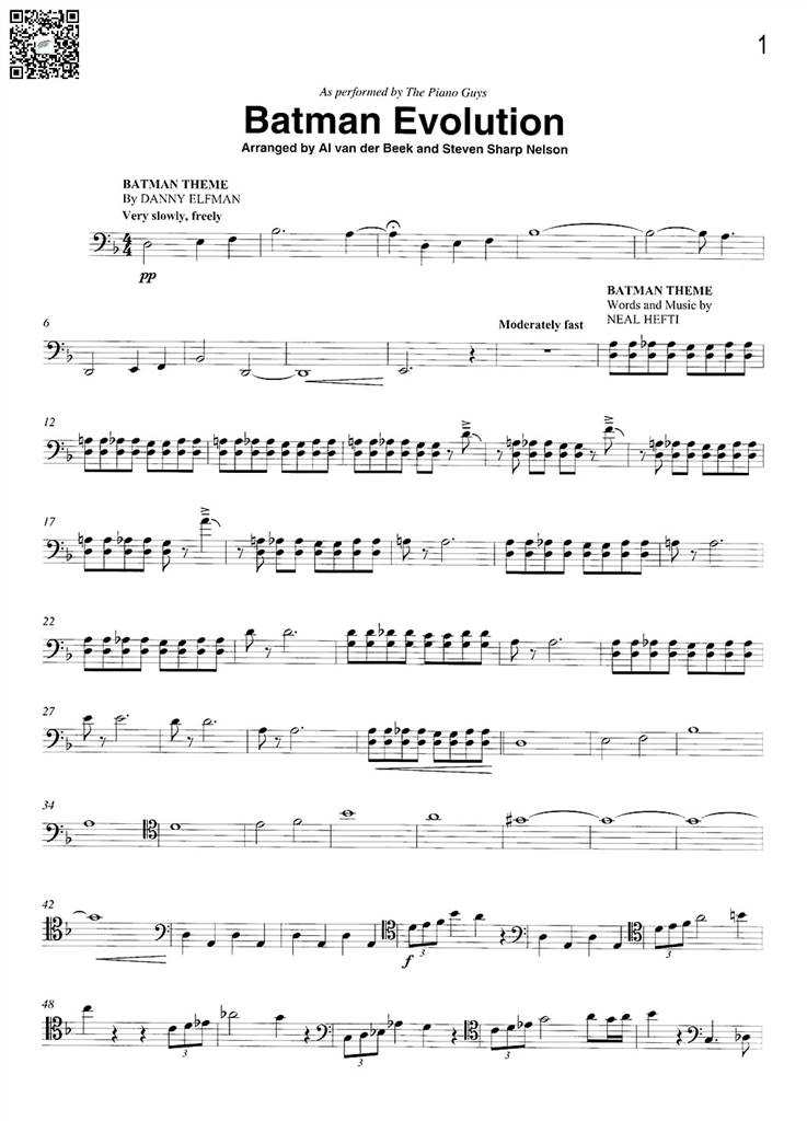 The Piano Guys 蝙蝠侠的演变Batman evolution 大提琴谱-乐谱预览-爱乐乐谱